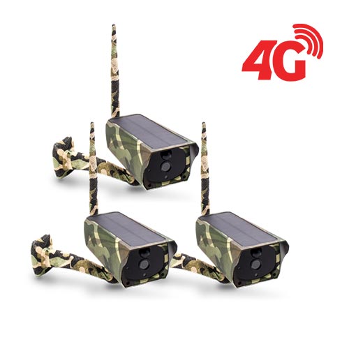 Kit 3 caméras camouflages solaires 3G 4G IP Wi-Fi extérieures HD 1080P