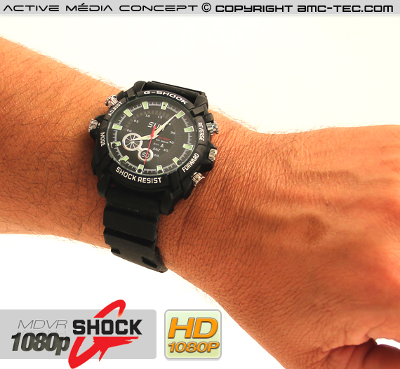 Montre Sport anti-choc étanche caméra audio vidéo HD 1080p 16Go avec infrarouge invisible