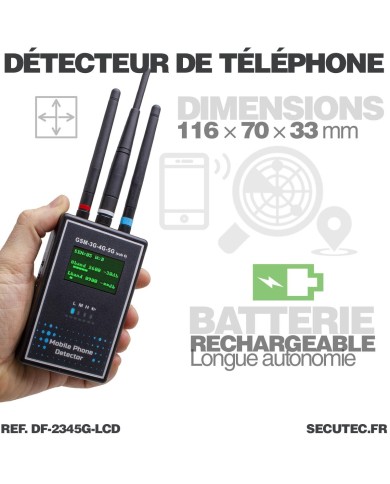 Détecteur portable de smartphone GSM 2G 3G 4G 5G avec écran LCD