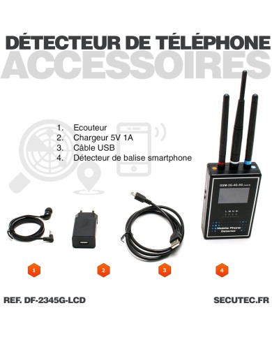 Détecteur portable de smartphone GSM 2G 3G 4G 5G avec écran LCD