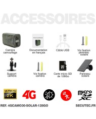 Camera camouflage 4G solaire UHD 4MP 2K vision nocturne invisible 128GO ultra longue autonomie detection mouvement et humaine