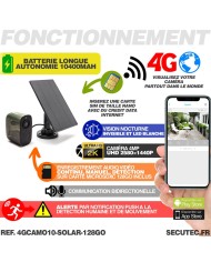 Smart caméra solaire 4G camouflage UHD 2K vision nocturne invisible 128Go très longue autonomie detection mouvement et humaine