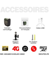 Smart caméra solaire 4G camouflage UHD 2K vision nocturne invisible 128Go très longue autonomie detection mouvement et humaine