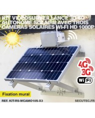 Kit de vidéosurveillance 3G 4G autonome solaire avec 3 caméras camouflages solaires WiFi très longue autonomie