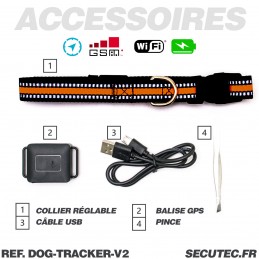 SINMI 2piècesTraqueur GPS pour chien, collier anti-perte GPS pour  localisateur de chat, traqueur de navigation GPS SOS extérieur. (Boîte  noire rose) 