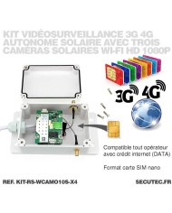 Kit de vidéosurveillance 3G 4G autonome solaire avec 4 caméras camouflages solaires WIFI très longue autonomie