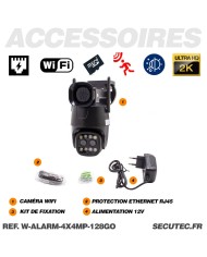 Double caméra pilotable WiFi Ultra HD 2K détection AI suivi humain alerte sirène zoom X4 micro SD 128Go