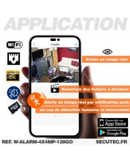 Double caméra pilotable WiFi Ultra HD 2K détection AI suivi humain alerte sirène zoom X4 micro SD 128Go