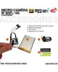 Micro caméra à intégrer HD 1080P IP WIFI ou 4G détection de mouvement batterie 6000 mAh mémoire 128 Go