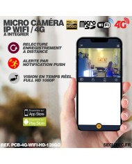 Micro caméra à intégrer HD 1080P IP WIFI ou 4G détection de mouvement batterie 6000 mAh mémoire 128 Go