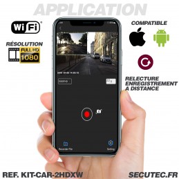 Kit vidéosurveillance auto moto avec 2 caméra HD autonome 128 Go