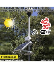 Kit vidéosurveillance 4G autonome solaire avec deux cameras solaire wifi ultra grand angle double objectif UHD 8MP 4K
