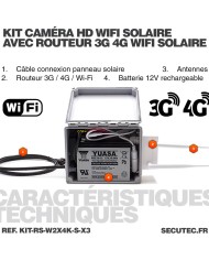 Kit vidéosurveillance 4G autonome solaire avec trois caméras solaire wifi ultra grand angle double objectif UHD 8MP 4K sirène