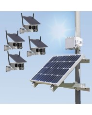 Kit vidéo surveillance 3G 4G autonome solaire avec quatre caméras solaire WiFi Ultra grand angle double objectifs UHD 4K 8MP dét