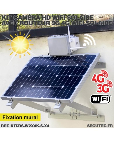 Kit vidéo surveillance 3G 4G autonome solaire avec quatre caméras solaire WiFi Ultra grand angle double objectifs UHD 4K 8MP dét