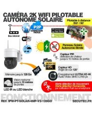 Caméra pilotable solaire IP WIFI UHD 2K 4Mpx waterproof infrarouge detection humaine accès à distance via iphone android detecti