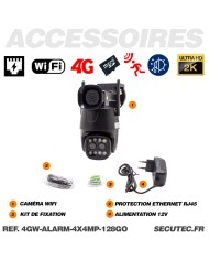 Double caméra pilotable 4G ou WIFI UHD 2K détection AI suivi humain alerte sirène zoom X4 micro SD 128Go