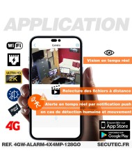 Double caméra pilotable 4G ou WIFI UHD 2K détection AI suivi humain alerte sirène zoom X4 micro SD 128Go