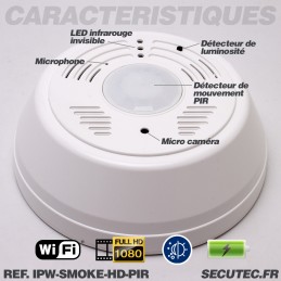 Détecteur de fumée caméra WIFI accessible à distance