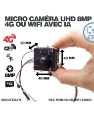 Mini caméra de surveillance 4G ou WiFi à intégrer accès à distance via iPhone Android enregistrement Ultra HD 4K sur micro SD 12