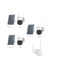 Kit de 3 caméras pilotable solaires WiFi UHD 2K 4MP avec routeur 3G/4G detection humaine 128Go