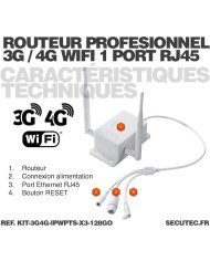 Kit de 3 caméras pilotable solaires WiFi UHD 2K 4MP avec routeur 3G/4G detection humaine 128Go
