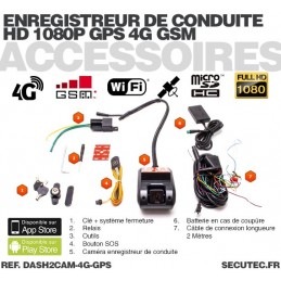 Enregistreur de conduite double caméra HD 1080P avec enregistreur GPS et  transmission 3G GSM sur smartphone & PC