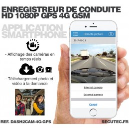 Enregistreur de conduite double caméra HD 1080P avec enregistreur GPS et  transmission 3G GSM sur smartphone & PC