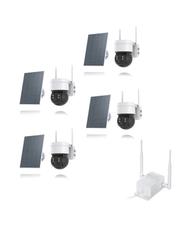 Kit de 4 cameras pilotables solaires WiFi UHD 2K 4MP avec routeur 3G/4G detection humaine 128Go