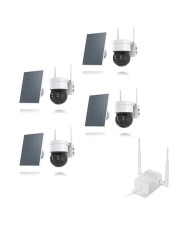 Kit de 4 cameras pilotables solaires WiFi UHD 2K 4MP avec routeur 3G/4G detection humaine 128Go