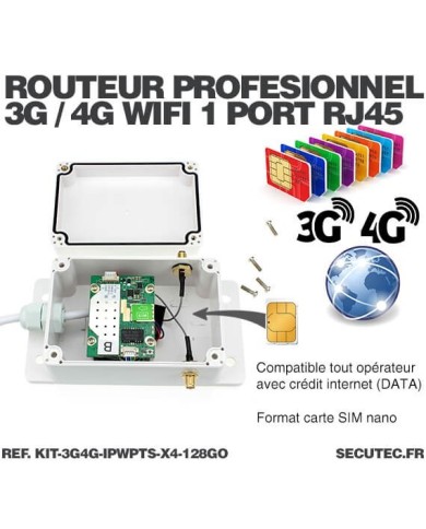 Kit de 4 cameras pilotables solaires WiFi UHD 2K 4MP avec routeur 3G/4G detection humaine 128Go