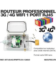Kit de 4 cameras pilotables solaires WiFi UHD 2K 4MP avec routeur 3G/4G detection humaine 128Go