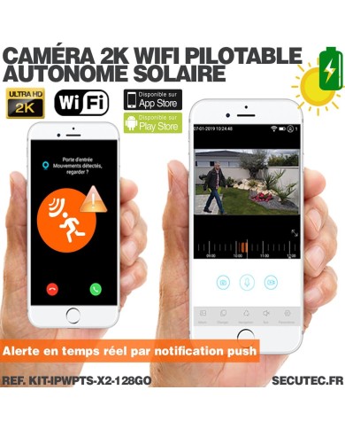 Kit de 2 caméras pilotable solaires WiFi UHD 2K 4MP infrarouge detection humaine 128Go