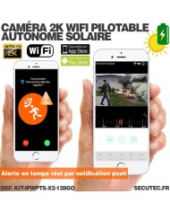 Kit de 2 caméras pilotable solaires WiFi UHD 2K 4MP infrarouge detection humaine 128Go