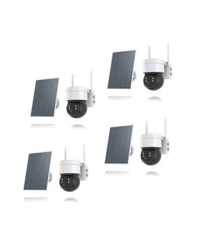 Kit de 4 caméras pilotable solaires WiFi UHD 2K 4MP infrarouge detection humaine 128Go