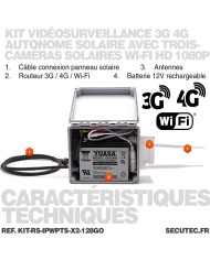 Kit videosurveillance 3G 4G autonome solaire waterproof avec 2 caméras solaires wifi uhd 2k 4mp detection humaine 128Go