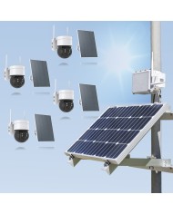 Kit videosurveillance 3G 4G autonome solaire waterproof avec 4 caméras solaires WIFI UHD 2K 4MP detection humaine 128Go