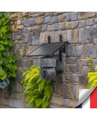 Caméra camouflage pilotable solaire WiFi UHD 2K 4Mpx alerte sirène waterproof infrarouge détection de mouvement 128Go (inclus)