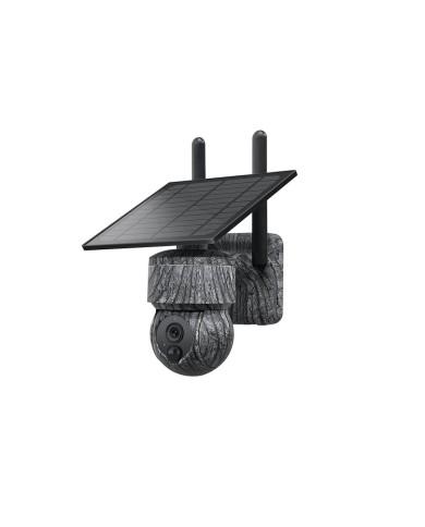 Caméra camouflage pilotable solaire WiFi UHD 2K 4Mpx alerte sirène waterproof infrarouge détection de mouvement 128Go (inclus)