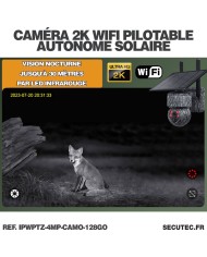 Caméra camouflage pilotable solaire WiFi UHD 2K 4Mpx alerte sirène waterproof infrarouge détection de mouvement 128Go (inclus)