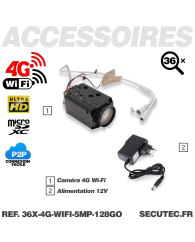 Caméra vidéosurveillance 4G ou WIFI UHD 5MP Zoom 36X détection humaine accès à distance via iPhone Android et PC avec microSD 12