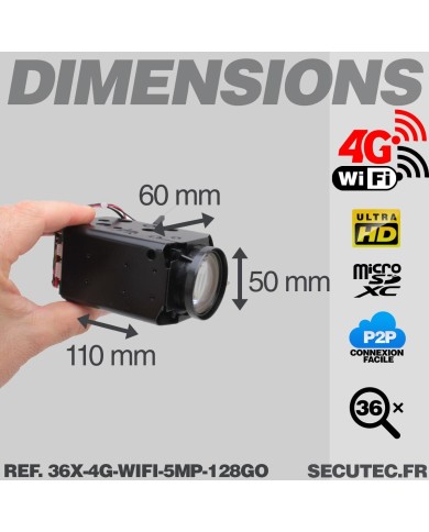 Caméra vidéosurveillance 4G ou WIFI UHD 5MP Zoom 36X détection humaine accès à distance via iPhone Android et PC avec microSD 12
