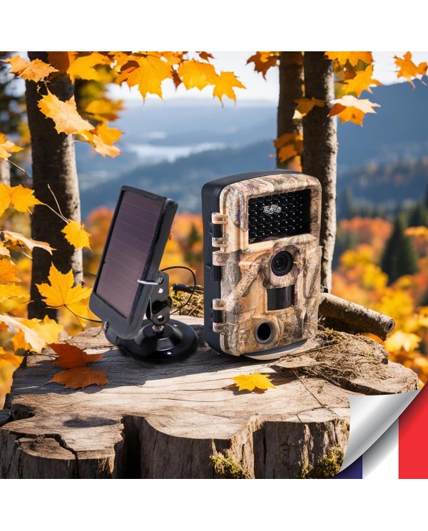Camera de chasse autonome solaire photo 32 Mpx vidéo audio Full HD vision nocturne invisible étanche IP66