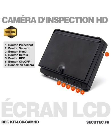 Caméra d'inspection étanche HD avec écran LCD 7 pouces autonome câble de 15 mètres mémoire 64 Go