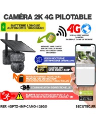 Caméra camouflage pilotable solaire 4G UHD 2K 4Mpx alerte sirène waterproof  infrarouge detection de mouvement