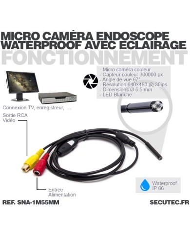 fonctionnement Micro caméra endoscope 