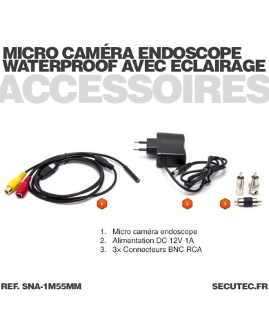 Micro caméra d'inspection couleur 480 Lignes avec LED blanche waterproof IP66  DC 5V