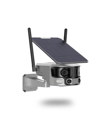 Caméra solaire 4G Ultra grand angle double objectifs UHD 4K 8MP détection de mouvement avec alerte sirène waterproof 128Go