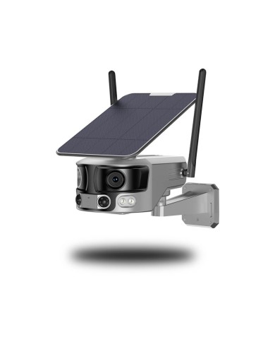 Caméra solaire WiFi Ultra grand angle double objectifs UHD 4K 8MP détection de mouvement avec alerte sirène waterproof 128Go
