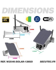 Caméra solaire WiFi Ultra grand angle double objectifs UHD 4K 8MP détection de mouvement avec alerte sirène waterproof 128Go